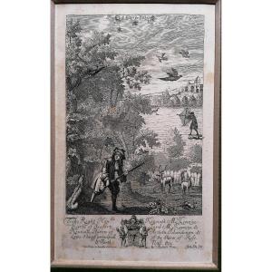 Estampe - Richard Blome - La Récreation des Gentilhommes 1686 - La Chasse Aux Faisans - Ecosse