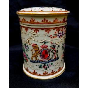 Covered Pot - Samson Porcelain - East India Company Style - Coat Of Arms - 19th Century -