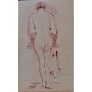 Sanguine Drawing - Naked Back - Period XX Eme Century