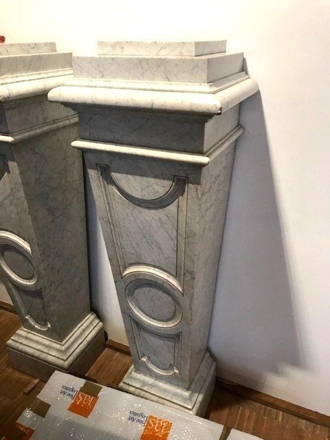 Pair Of Neoclassical Marble Pedestals-photo-7