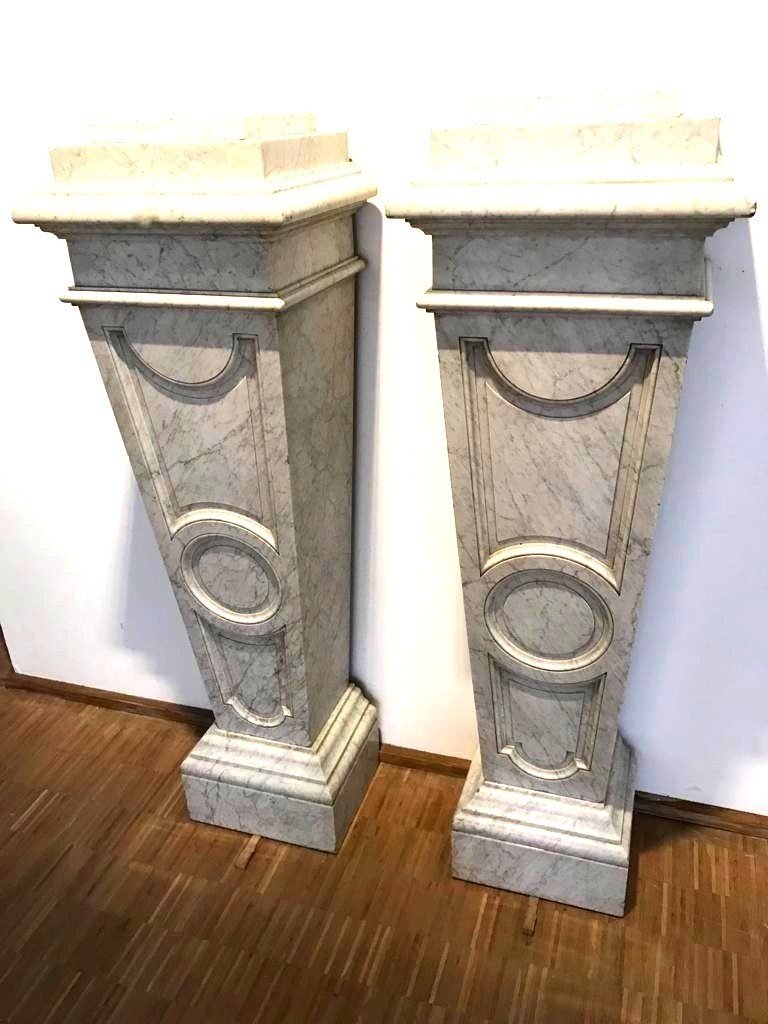 Pair Of Neoclassical Marble Pedestals