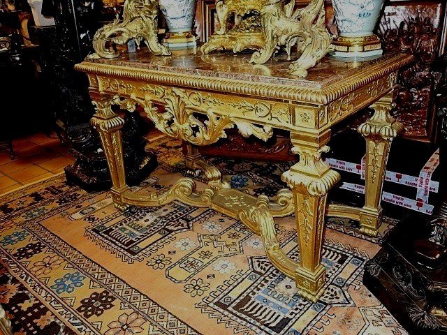 Console-table In Gilded Wood-photo-2