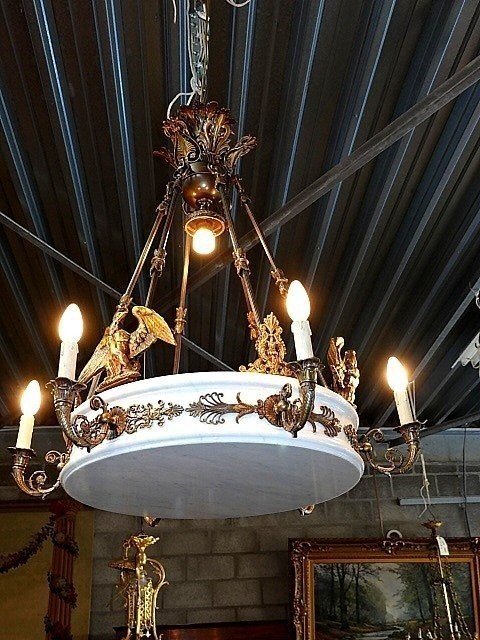 Empire Chandelier In Marble And Bronze