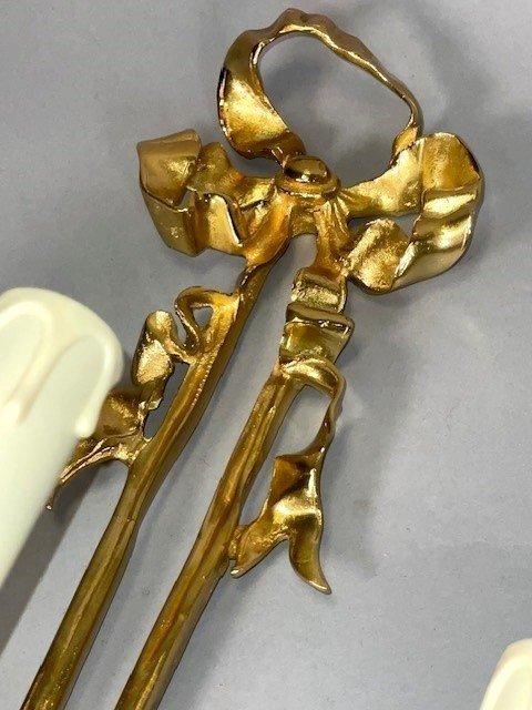 Pair Of Large Gilt Bronze Sconces-photo-2