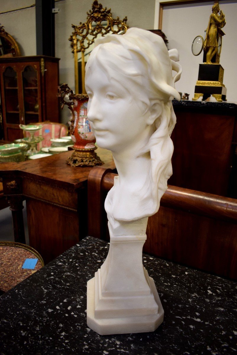 White Carrara Marble Bust-photo-4