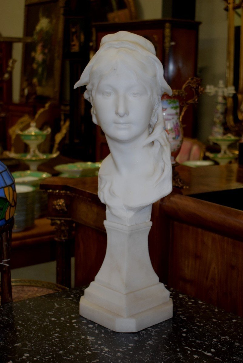 White Carrara Marble Bust-photo-4