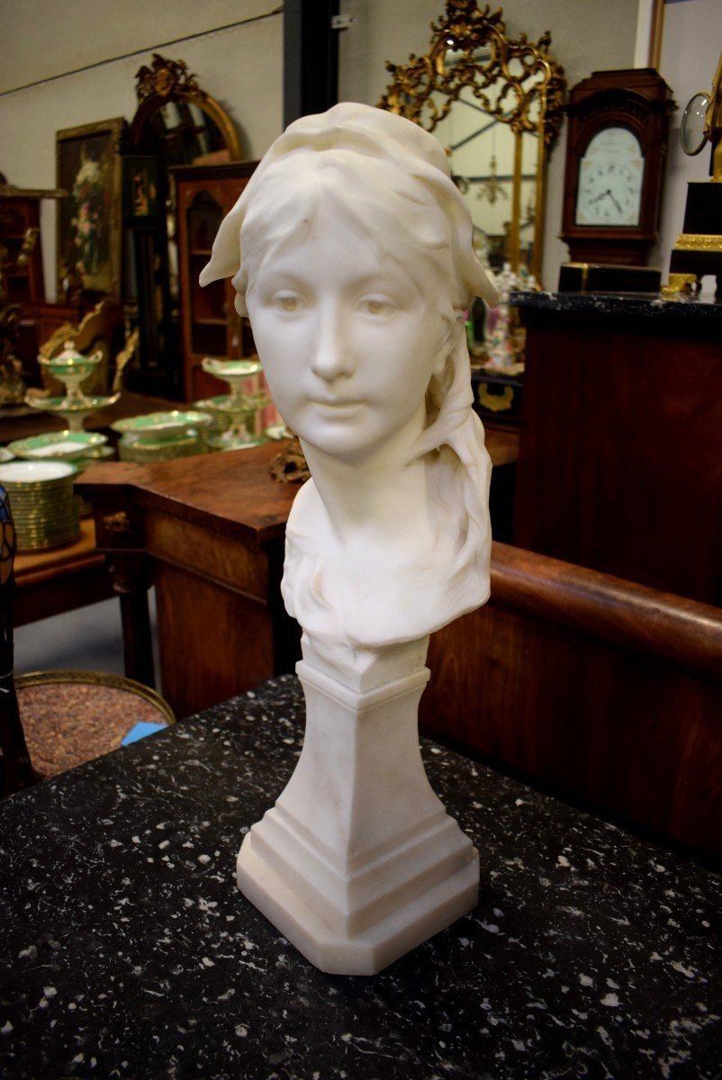 White Carrara Marble Bust