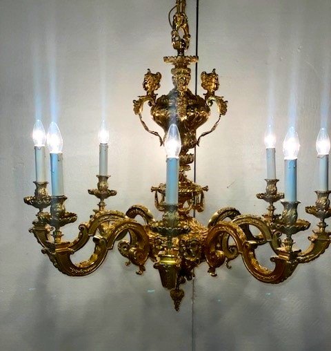 Large Louis XIV Chandelier In Gilt Bronze-photo-2