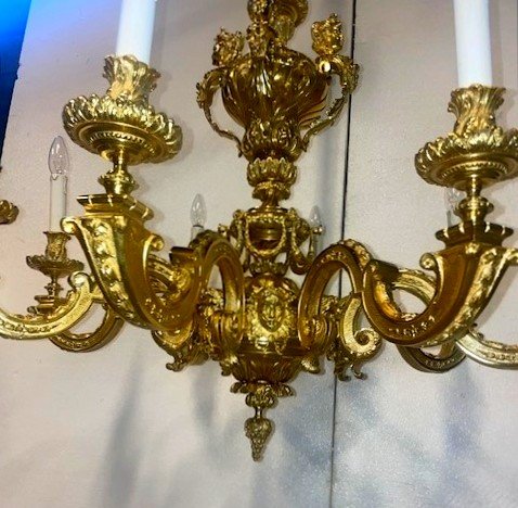 Large Louis XIV Chandelier In Gilt Bronze-photo-3