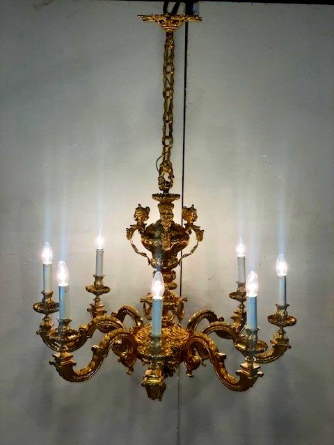 Large Louis XIV Chandelier In Gilt Bronze-photo-6