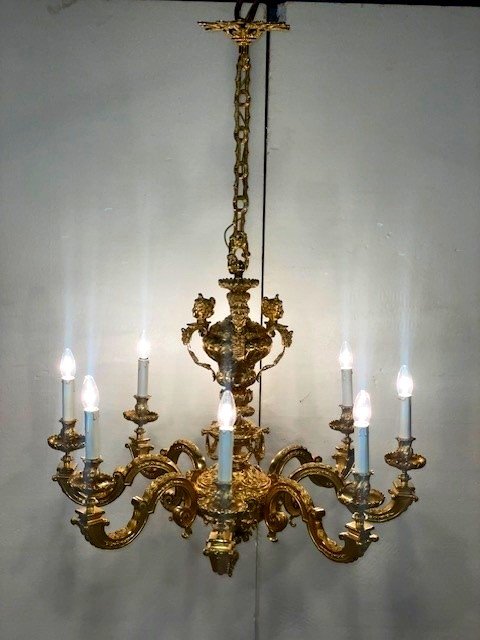 Large Louis XIV Chandelier In Gilt Bronze