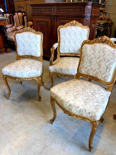 Louis XV Suite In Gilt Wood-photo-2