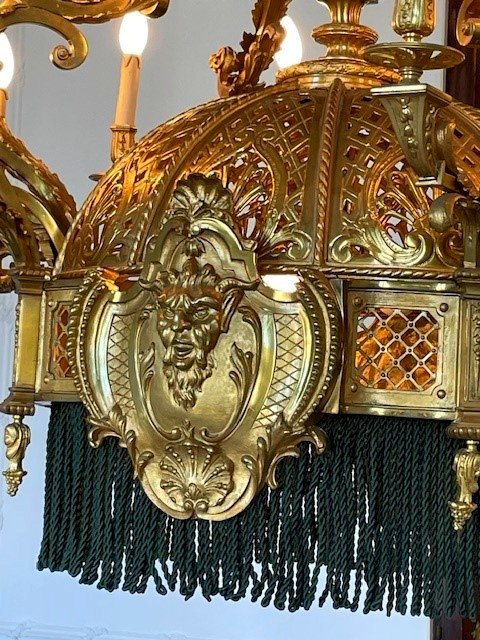 Monumental Chandelier In Gilded Bronze-photo-3