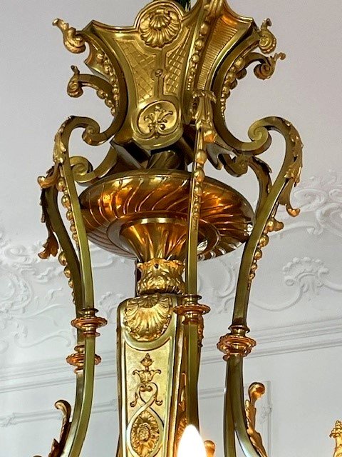 Monumental Chandelier In Gilded Bronze-photo-4