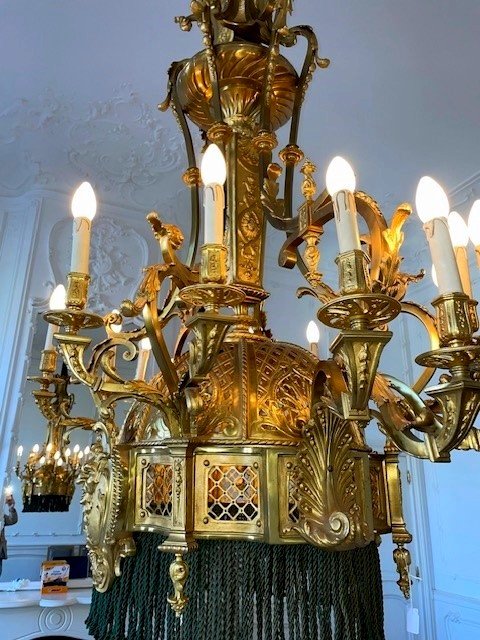 Monumental Chandelier In Gilded Bronze-photo-7