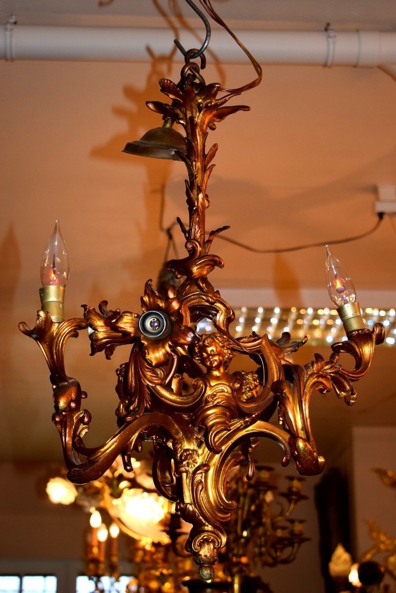 Lustre En Bronze Doré -photo-1