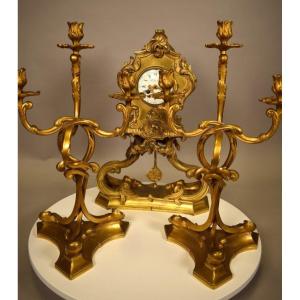 Gilt Bronze Clockset