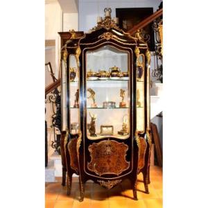 Rare Vitrine En Marqueterie Boulle