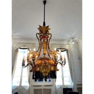 Monumental Chandelier In Gilded Bronze