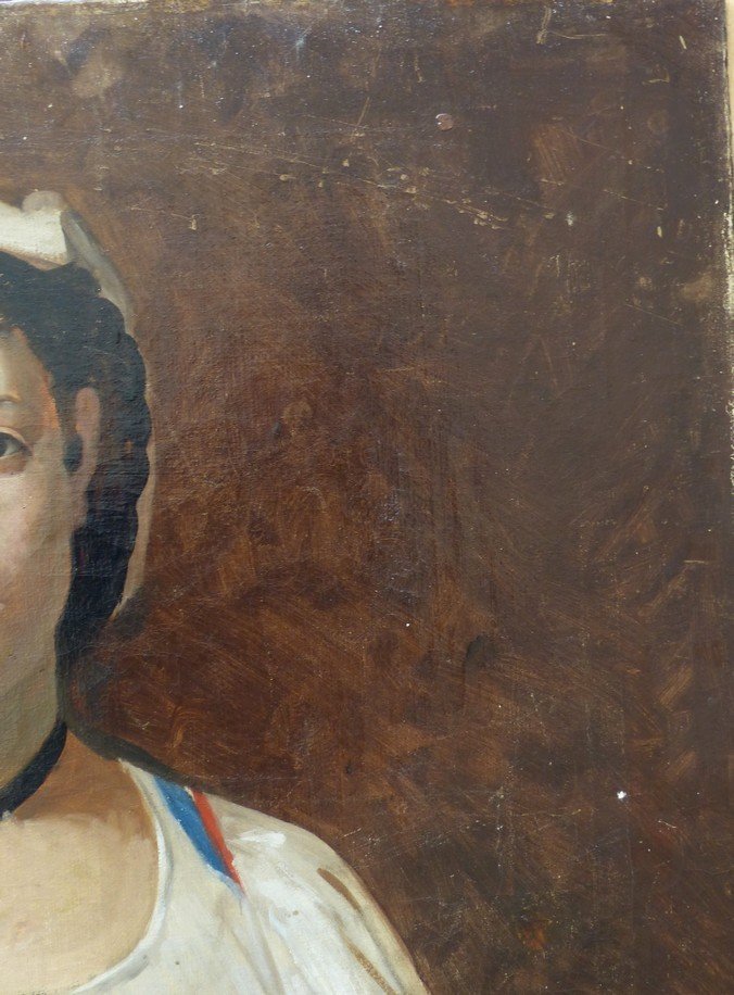 Portrait d'Italienne, Ecole XIXème Dans Le Goût De Corot-photo-3