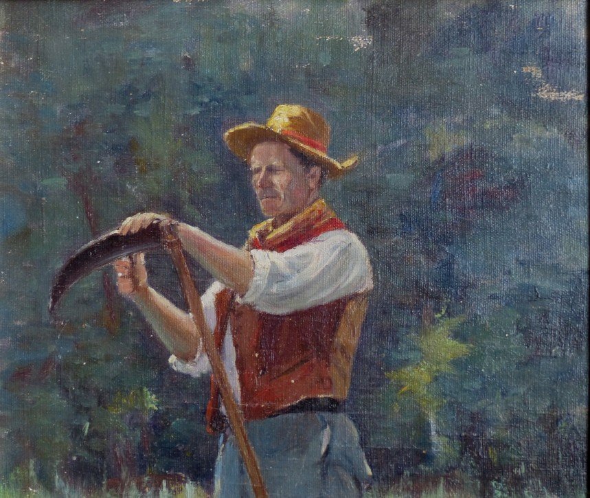 Jules Breton (1827-1906), Peasant With A Scythe-photo-2