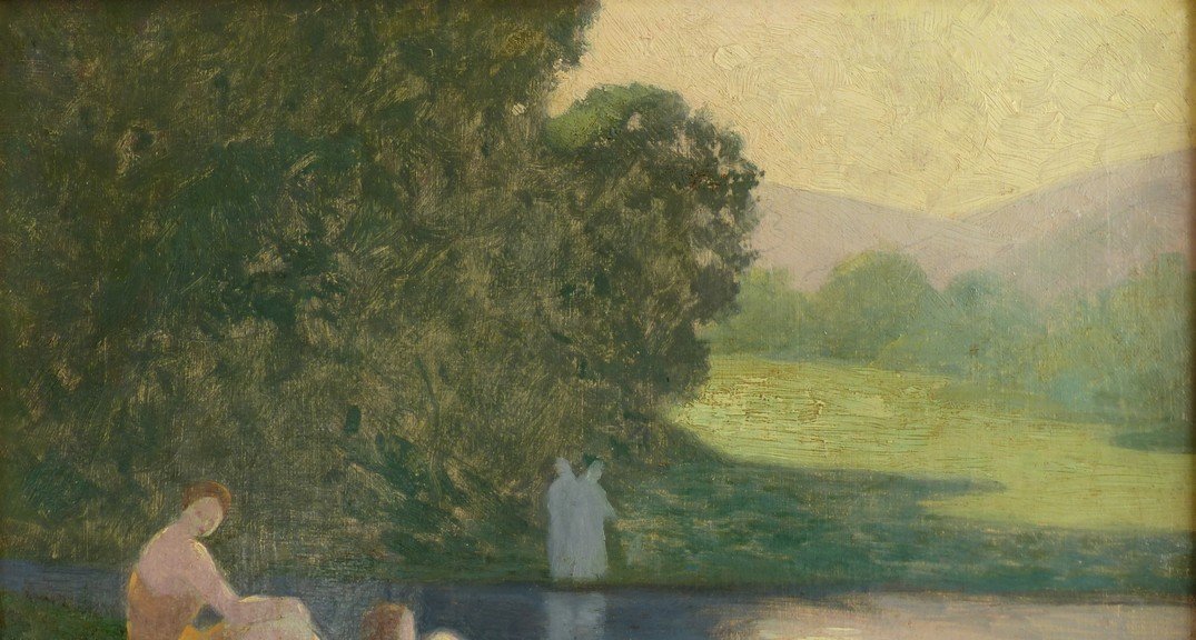 The Bathers, Symbolist School In The Style Of Alphonse Osbert-photo-1