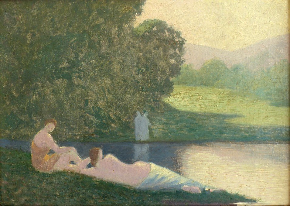 The Bathers, Symbolist School In The Style Of Alphonse Osbert