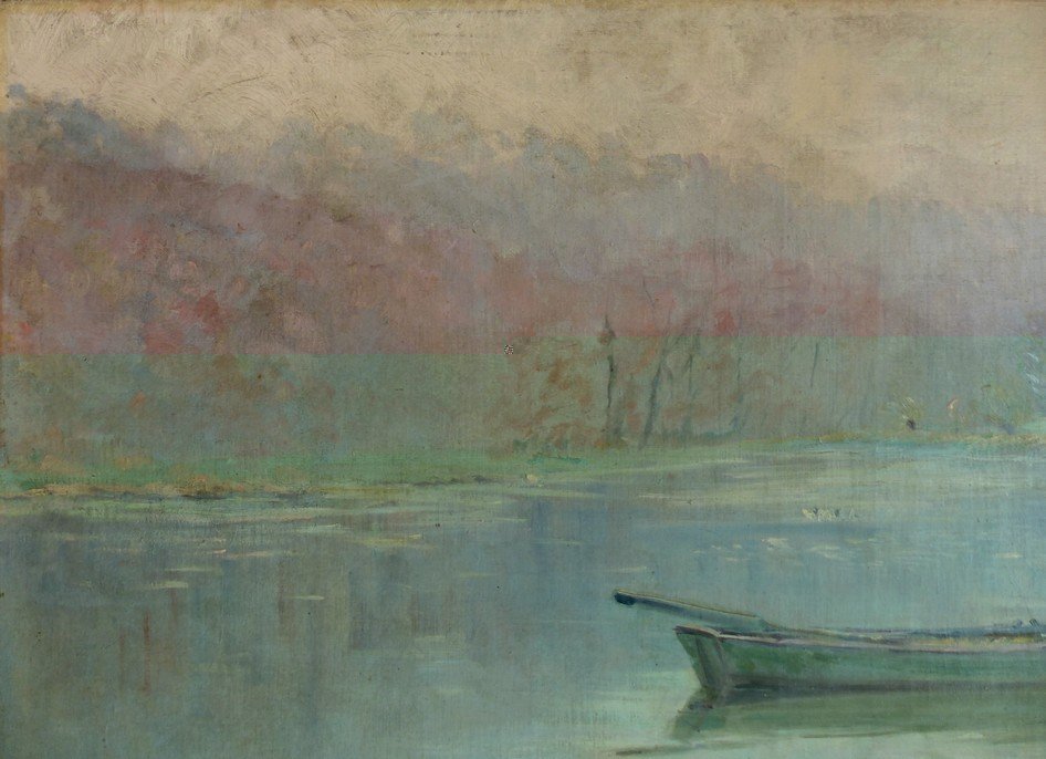 Impressionist School, Boat On A River-photo-4