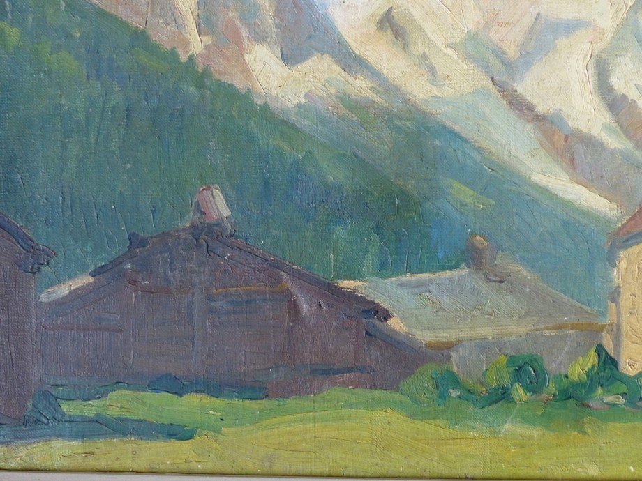 Argentière Church In Front Of Mont Blanc Circa 1930-photo-4