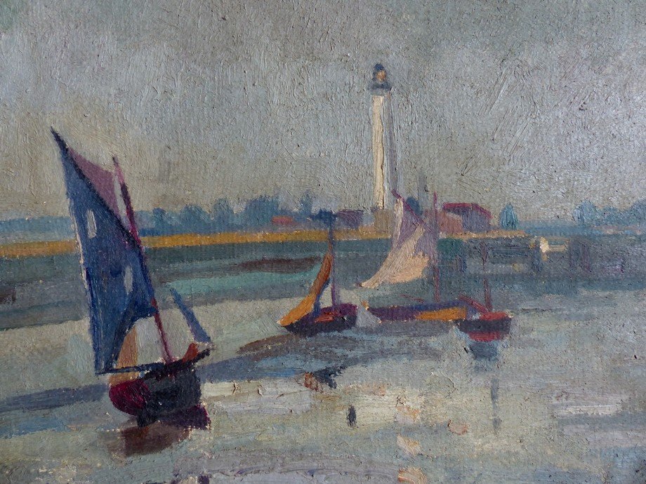 The Port Of Ouistreham By Alfred Marie Le Petit (1876-1953)-photo-2