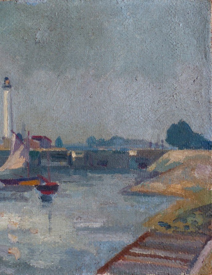 The Port Of Ouistreham By Alfred Marie Le Petit (1876-1953)-photo-3