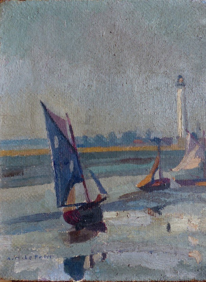 The Port Of Ouistreham By Alfred Marie Le Petit (1876-1953)-photo-4