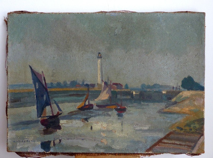 The Port Of Ouistreham By Alfred Marie Le Petit (1876-1953)-photo-4