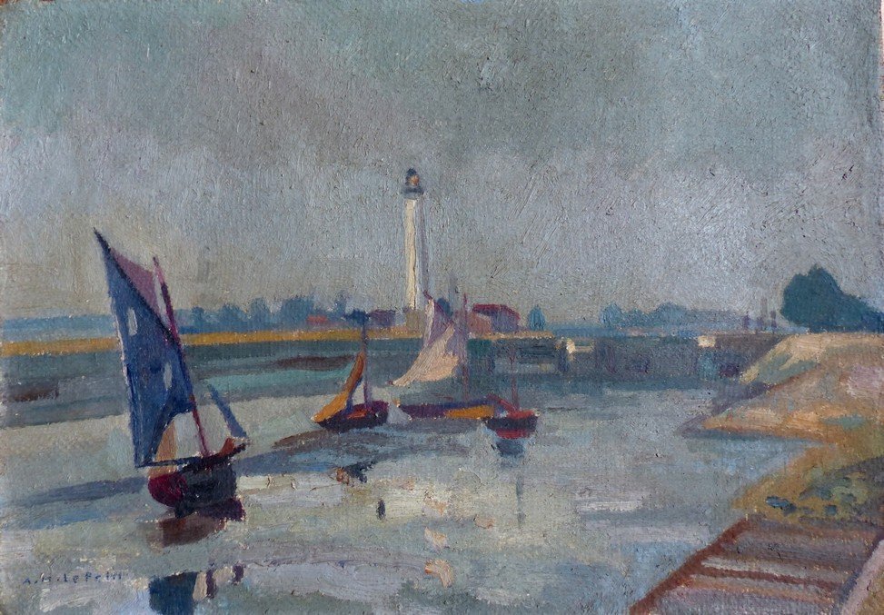 The Port Of Ouistreham By Alfred Marie Le Petit (1876-1953)