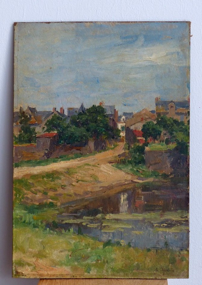 Le Village Par Alexandre Jacques Chantron (1842-1918)-photo-2