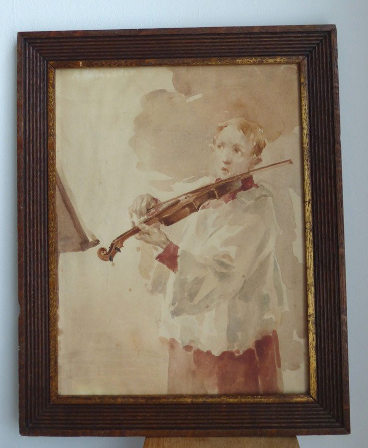 The Young Violinist By Alf Wallander (1862-1914)-photo-2