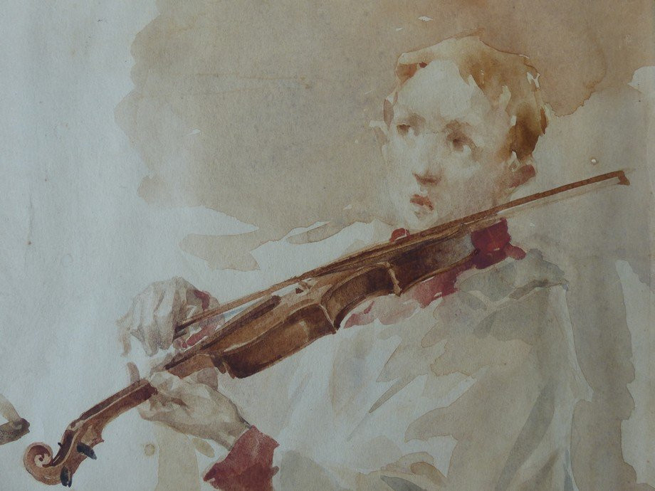 Le Jeune Violoniste  Par Alf Wallander (1862-1914)-photo-3