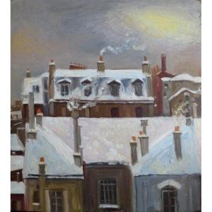 Toits Sous La Neige Vers 1940