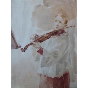 Le Jeune Violoniste  Par Alf Wallander (1862-1914)