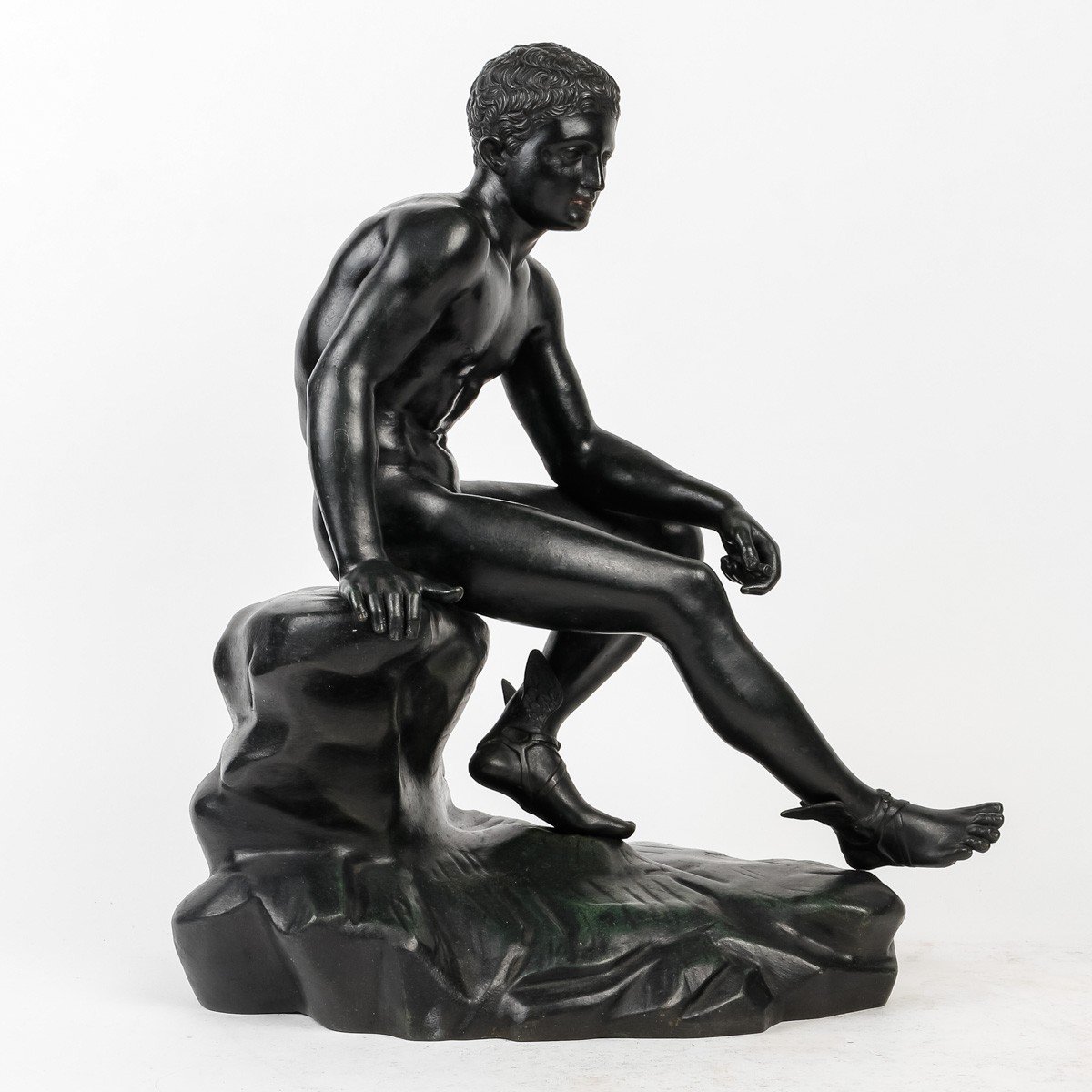 Hermès - Mercury After The Antique, Naples Cast Iron, Bronze Circa 1880-photo-2