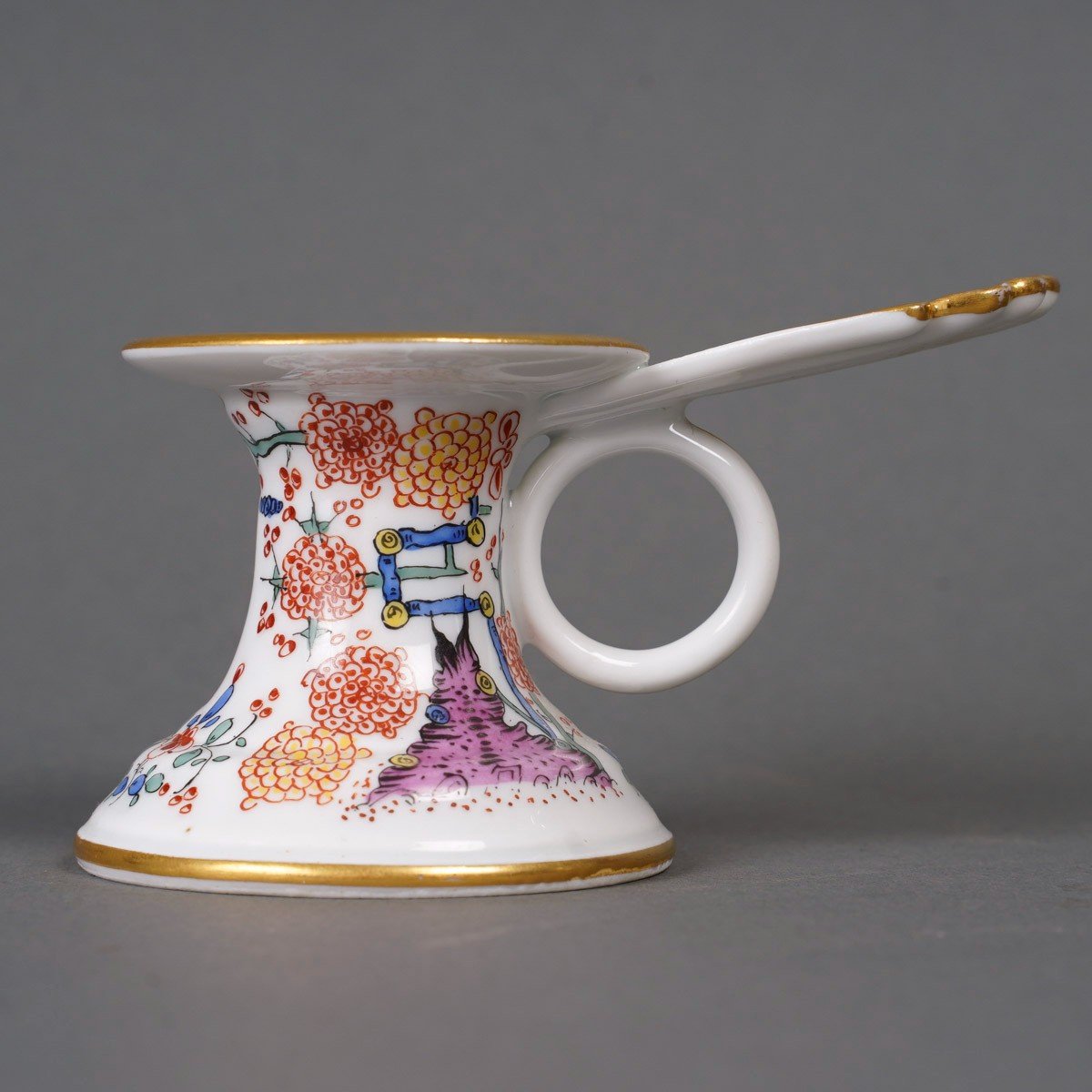 Meissen: Hand Candle Holder With Kakiemon Decoration, 19th-photo-3