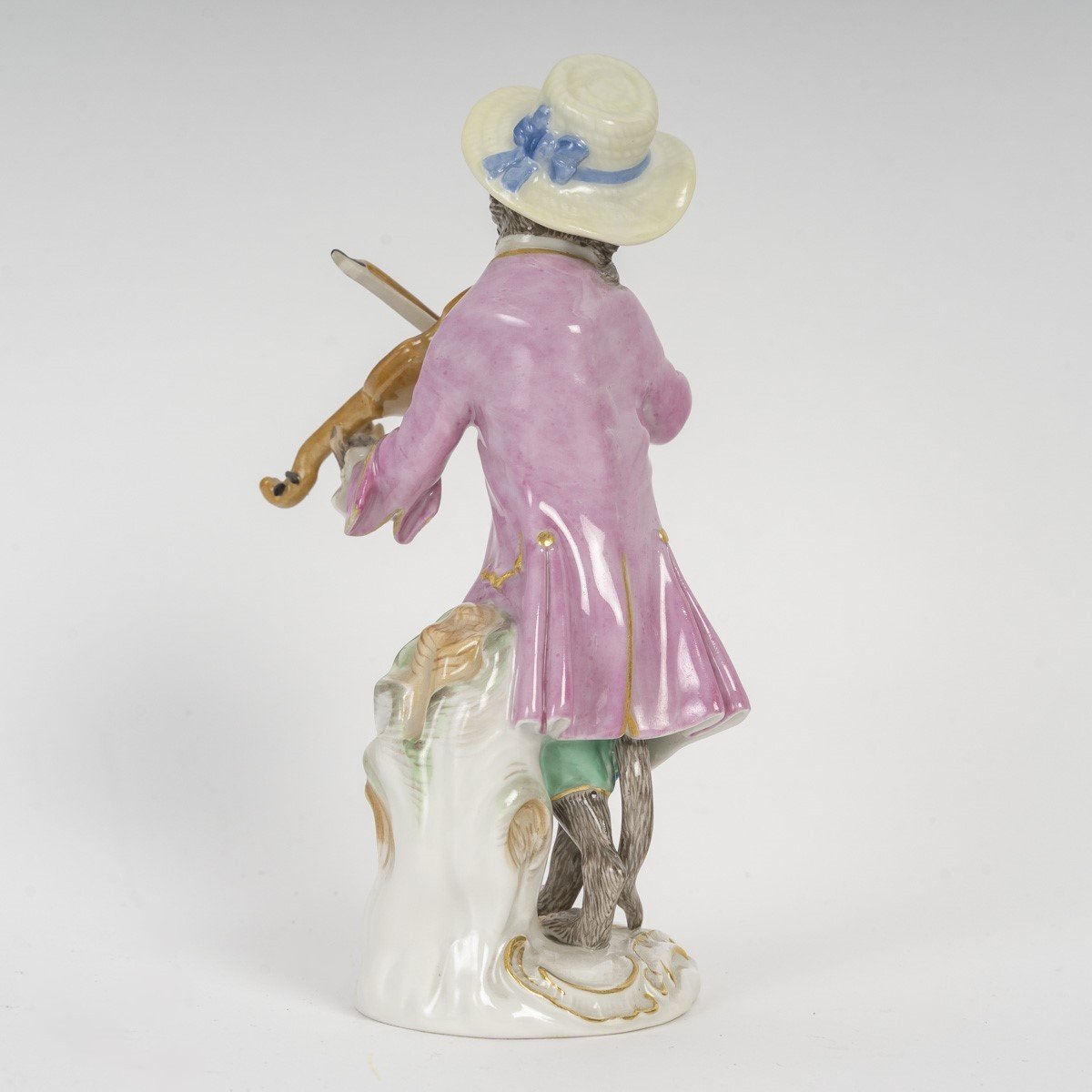 MEISSEN : Singe musicien en porcelaine, le violoniste, XXème siècle -photo-3