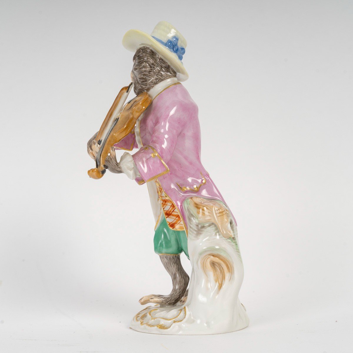 MEISSEN : Singe musicien en porcelaine, le violoniste, XXème siècle -photo-4