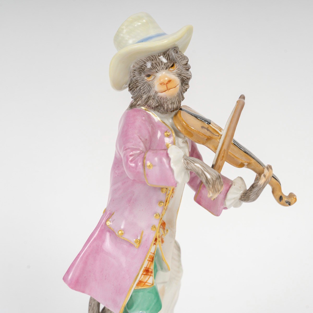 MEISSEN : Singe musicien en porcelaine, le violoniste, XXème siècle -photo-3