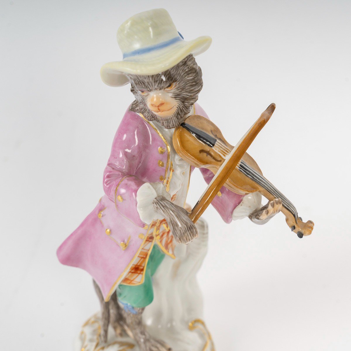 MEISSEN : Singe musicien en porcelaine, le violoniste, XXème siècle -photo-4