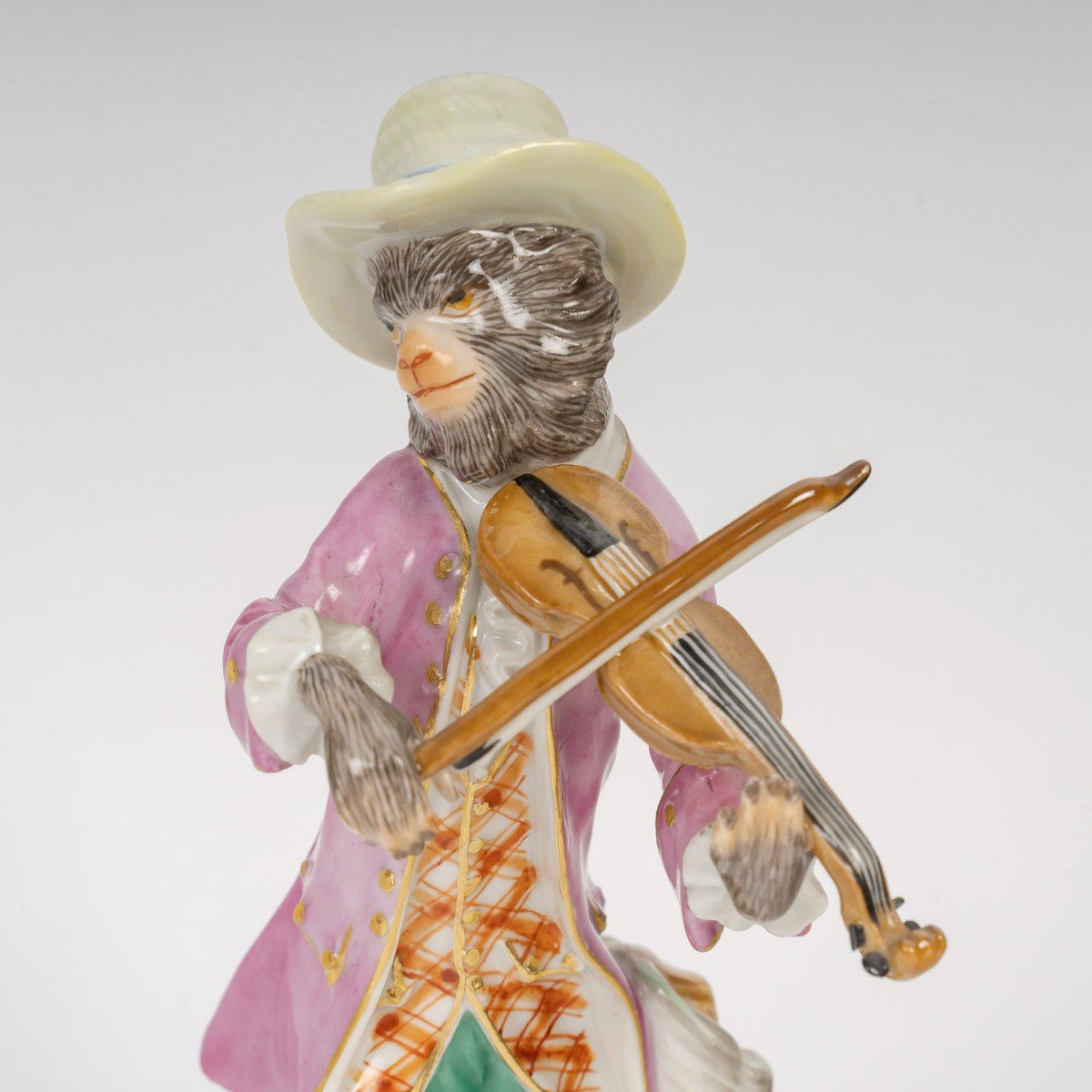 MEISSEN : Singe musicien en porcelaine, le violoniste, XXème siècle -photo-5