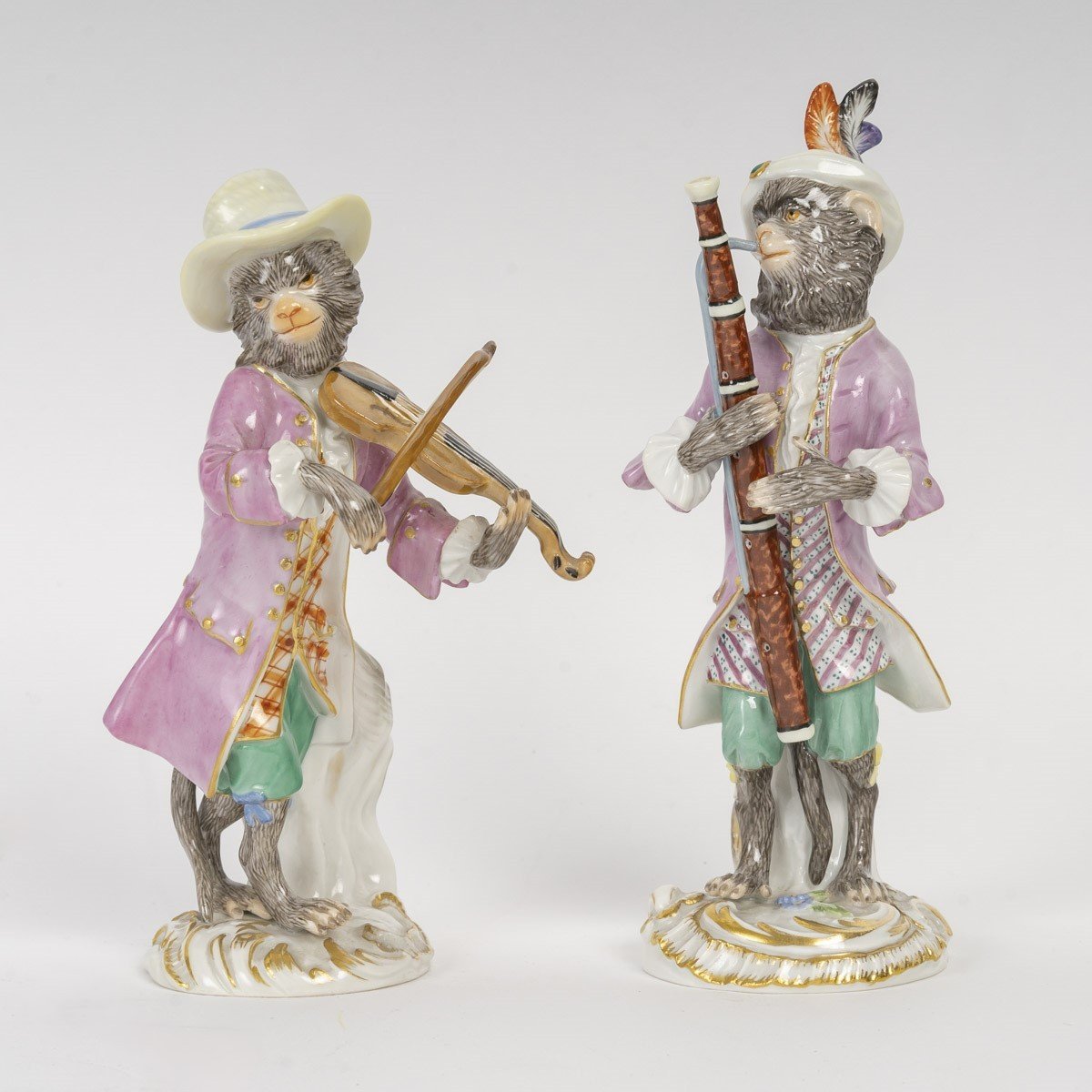 MEISSEN : Singe musicien en porcelaine, le violoniste, XXème siècle -photo-7