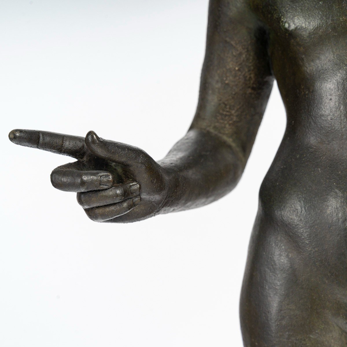 Bronze From The Grand Tour After Antiquity, Young Naked Ephebe Representing Narcissus.-photo-3