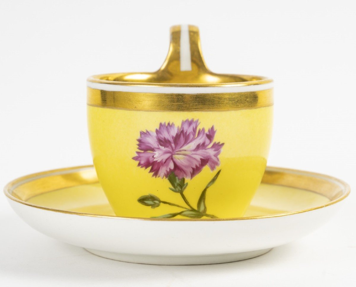 VIENNE : tasse et sa soucoupe au langage des fleurs datée de 1824