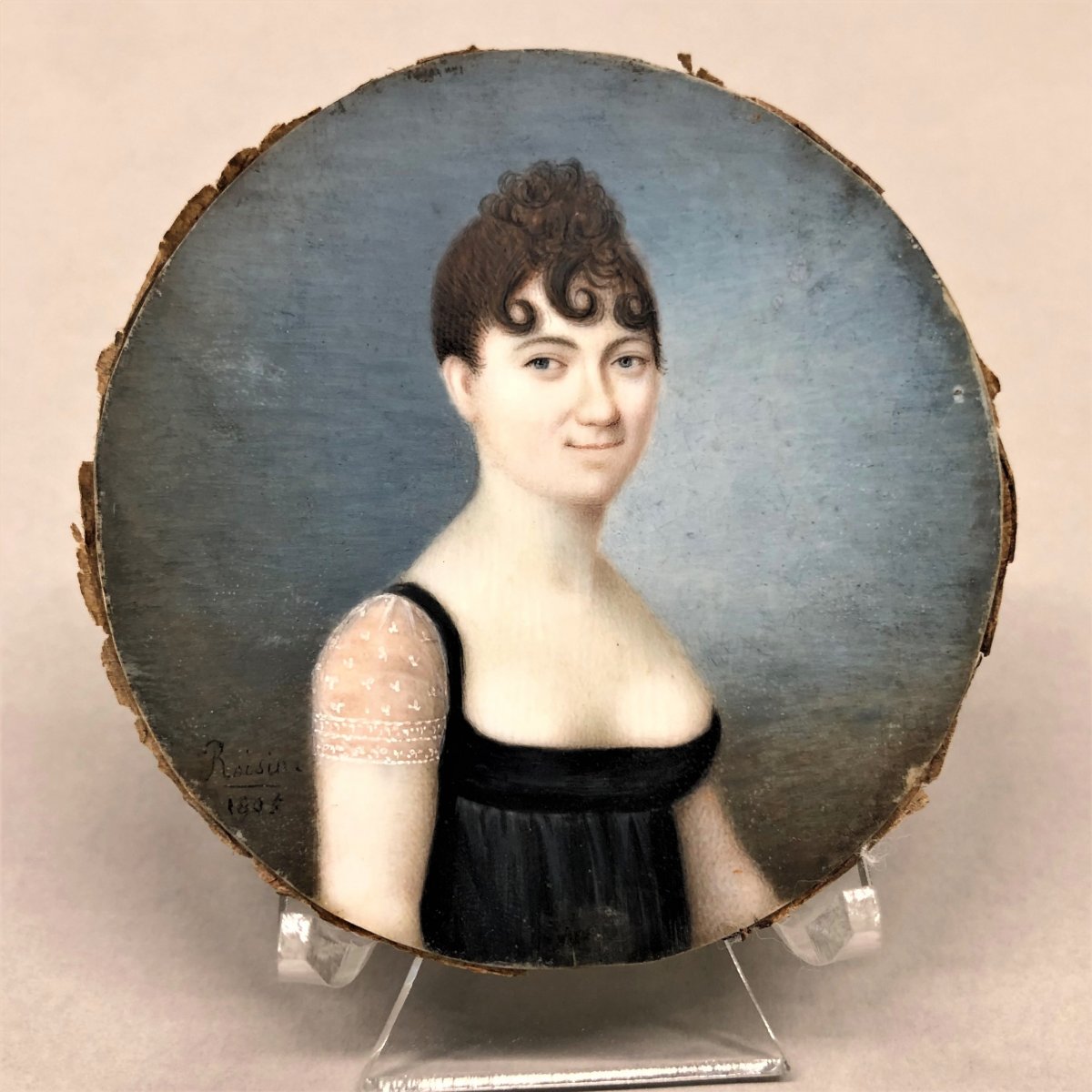 ROISIN 1805 : miniature sur ivoire, portrait de femme, époque empire-photo-4